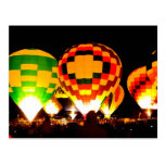 Hot Air Balloons Glowing at Night Post Card