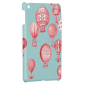 Hot Air Balloons in Flight, Red on Robins Egg Blue iPad Mini Covers