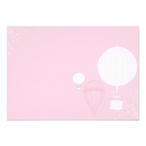 Hot Air Balloons Soft Pink Baby Girl Baby Shower Invitation