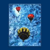hot air balloons watercolor painting illustration postcards