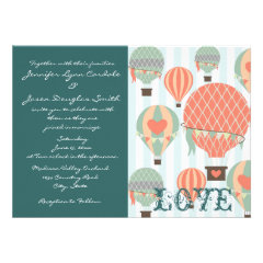 Hot Air Balloons with Hearts Wedding Invitations