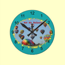 Hot Air Balloons with Sparkle Border Clock wall clocks
