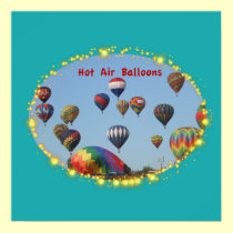 Hot Air Balloons with Sparkle Border Poster posters