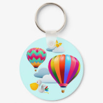 HOT AIRS BALLOONS AND STORK keychains