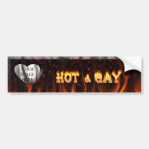 Hot and Gay fire and flames red marble Bumper Stickers