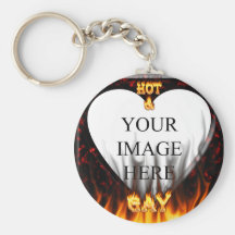 Hot and Gay fire and flames red marble Keychains