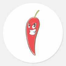 Hot and Spicy Red Chili Pepper Round Stickers