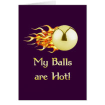 Hot Balls Flaming Pinball Greeting Card