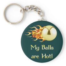Hot Balls Flaming Pinball Keychain