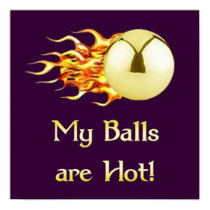 Hot Balls Flaming Pinball Posters