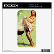 Hot Barbecue Time - Retro Pin Up Girl Decals For The iPhone 4S