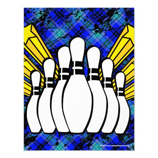 Hot Blue Boy Personalized Bowling Party Invitation