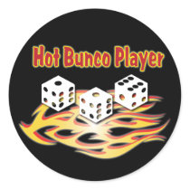 hot bunco player round sticker