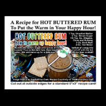 HOT BUTTERED RUM RECIPE POSTCARD postcards