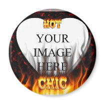 Hot Chic fire and red marble heart. magnets