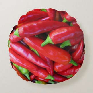Hot Chili Peppers Round Throw Pillow