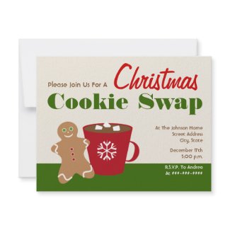 Hot Chocolate & Christmas Cookie Swap Party Invite invitation