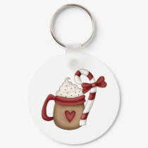 hot cocoa and candy cane keychains