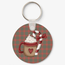 hot cocoa and candy cane keychains