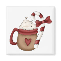 hot cocoa and candy cane magnets