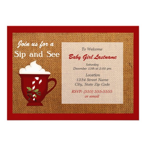 Hot Cocoa Winter Sip and See Invitation - Red