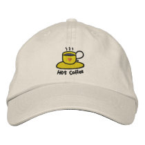 Hot coffee (black outline) embroidered hats