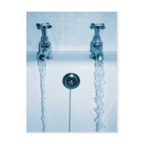 Hot & Cold Water, Bath time, Running Faucets Postcards