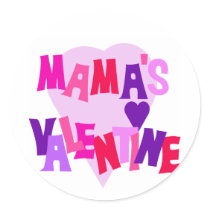 Hot Colors Heart Mama's Valentine Round Sticker