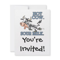 hot cow sour milk funny cartoon moo cow custom invites