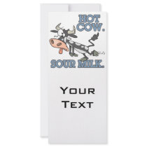 hot cow sour milk funny cartoon moo cow custom rack card