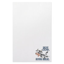 hot cow sour milk funny cartoon moo cow personalized stationery