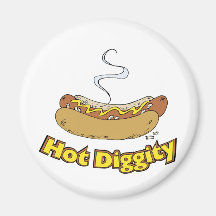 Hot Diggity ~ Hot Dog / Hot Dogs Refrigerator Magnet