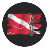 Hot Dive Babes in Bikini's Round Stickers