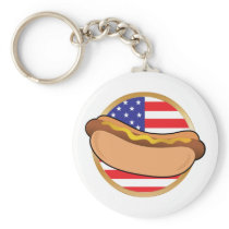 Hot Dog American Flag Key Chain