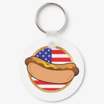 Hot Dog American Flag keychains