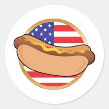 Hot Dog American Flag Sticker