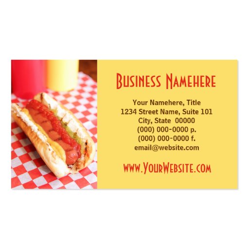 Hot Dog Business Cards Zazzle