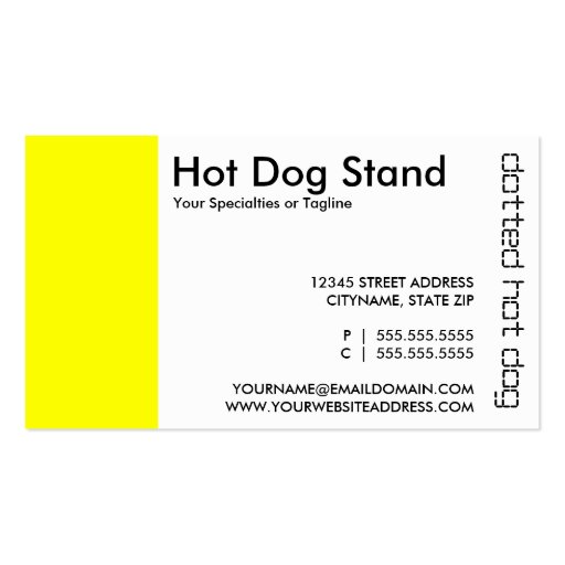 hot dog cut out punch cards business card templates (back side)