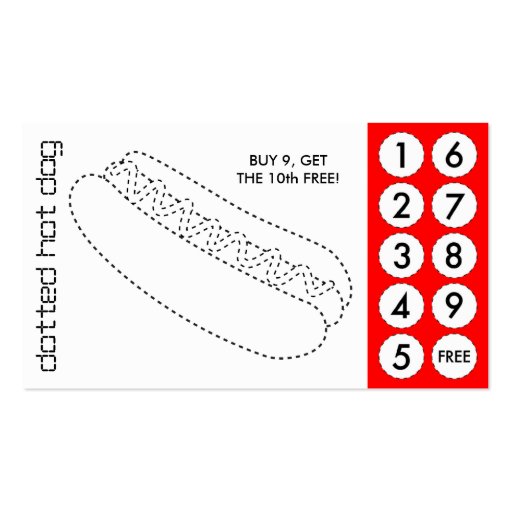 hot dog cut out punch cards business card templates (front side)
