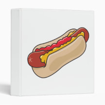 hot dog in bun with ketchup and mustard graphic vinyl binders