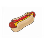hot dog in bun with ketchup and mustard graphic postcard