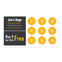 Hot Dog Loyalty Business Card Punch Card