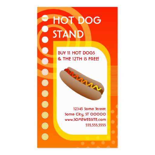 hot dog loyalty sunrise business cards (front side)