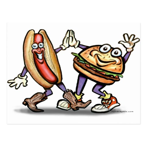 Hot Dog n Hamburger Postcard | Zazzle