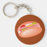 Hot dog on a bun with all the fixin's keychain