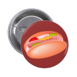 Hot dog on a bun with all the fixin's pin
