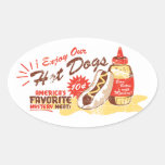 Hot Dog Oval Stickers