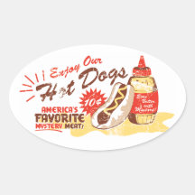 Hot Dog Oval Stickers