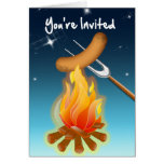 Hot Dog Over Campfire You're Invited Greeting Card