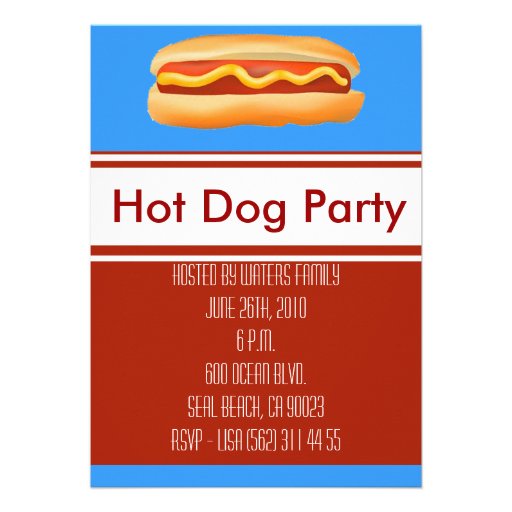 Hot Dog Party Invitation 5 X 7 Invitation Card Zazzle